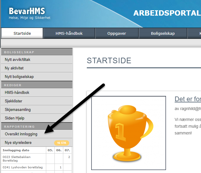 Innlogging i brukerportal – Logg oppdatert