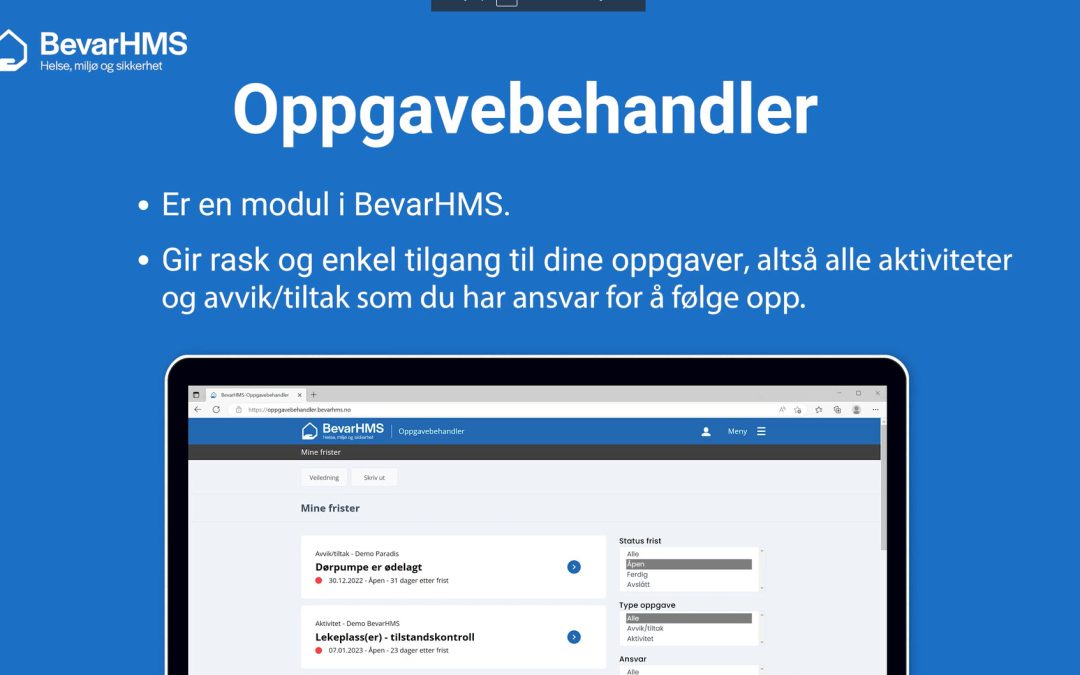 Oppdateringer i BevarHMS Oppgavebehandler